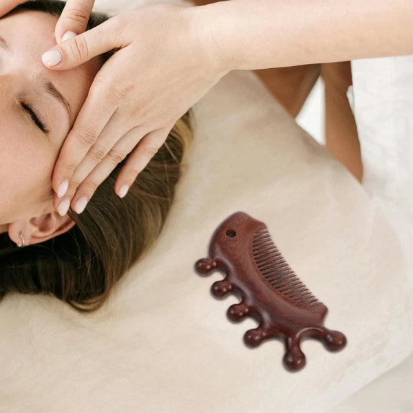 Men and Women Travel Guasha Massage Head Scratcher Massager Sandalwood Comb