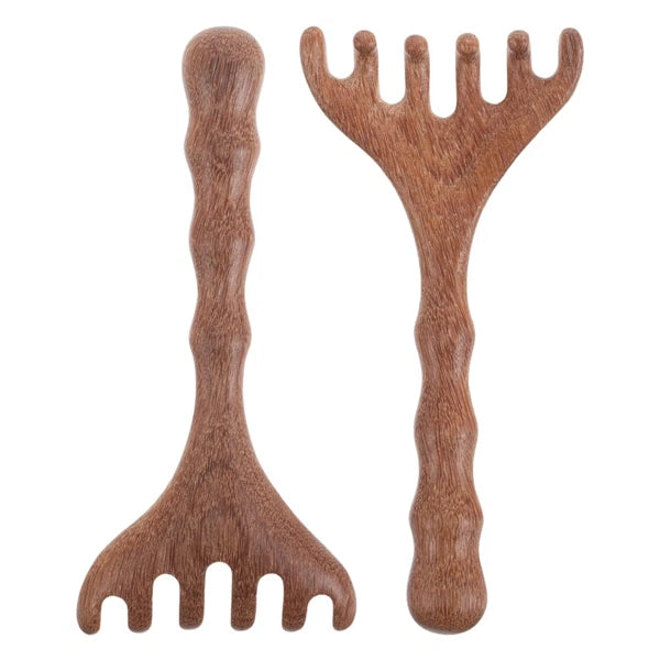 2 Pcs Sandalwood Massager Wooden Head Scratcher Tool Hair Scalp Comb