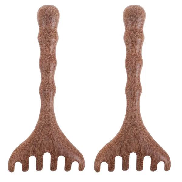 2pcs Wooden Head Massager Comb Wide Tooth Tool Wood Hair Scratcher