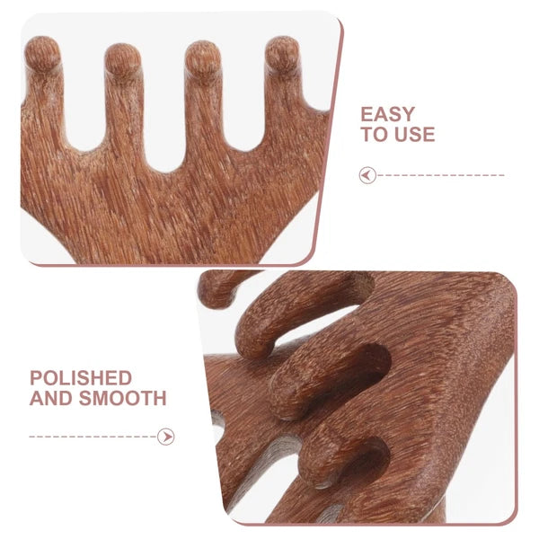 2 Pcs Sandalwood Massager Wooden Head Scratcher Tool Hair Scalp Comb