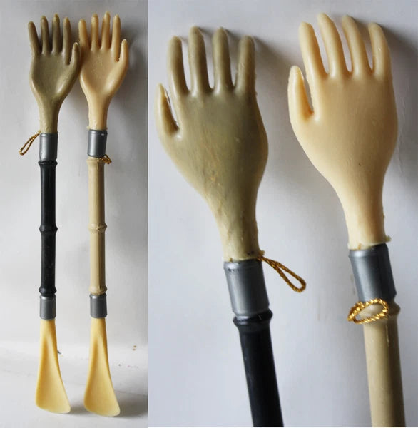 2X VINTAGE 70'S BACK SCRATCHER + LONG HANDLE SHOE HORN COMBO STICK GREECE NEW !