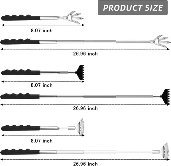3 Pack Back Scratcher,Metal Portable Telescoping Scratchers with Rubber...