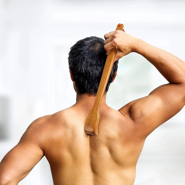 Wooden Back Scratcher Massage Stick with Hook Rope, Handheld Scratching Massage