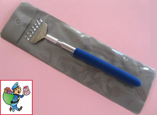 Blue Handle Telescoping / Telescopic Metal Back Scratcher with  7 Prongs