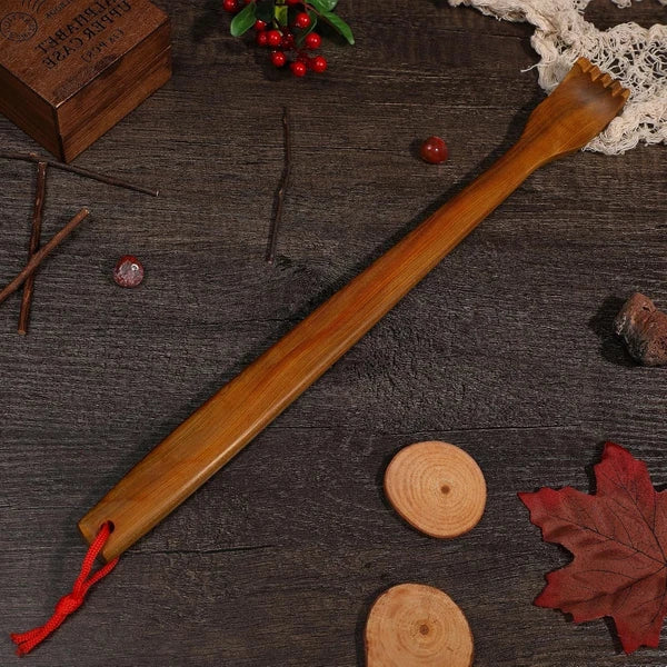 Wooden Back Scratcher Massage Stick with Hook Rope, Handheld Scratching Massage