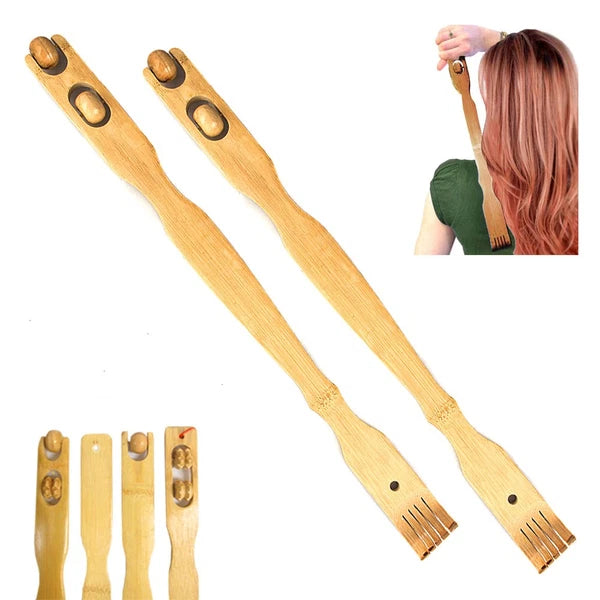 Set of 2 Bamboo Wood Back Scratcher Massager  185" SelfMassager with Sturdy S