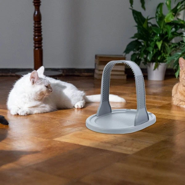 Arched Wool Rubbing Device Cat Self Grooming Scratcher Massager for Cats
