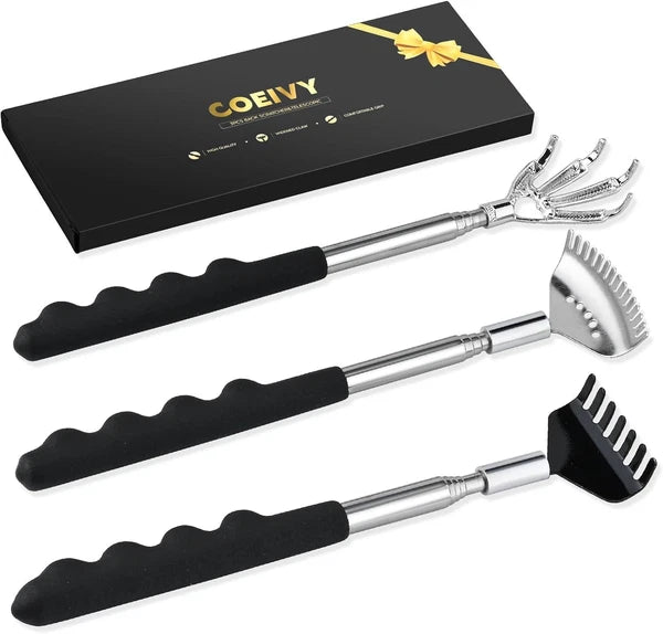 3 Pack Back Scratcher,Metal Portable Telescoping Scratchers with Rubber...
