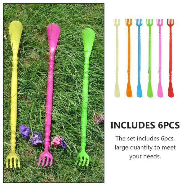 6pcs Multifunctional Shoe Horn Back Scratcher Handheld Back Massager-