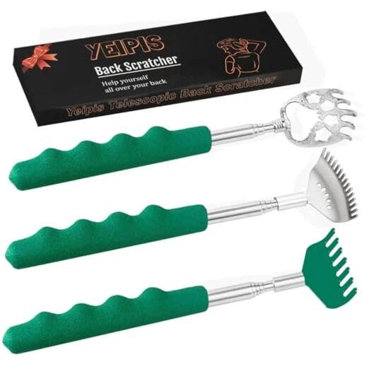 3 Pack Different Back Scratcher Metal Portable Telescoping Back Green