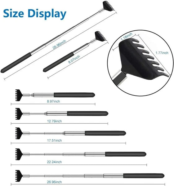 3 Pack Extendable Back Scratcher, Stainless Steel Portable Telescoping Back...