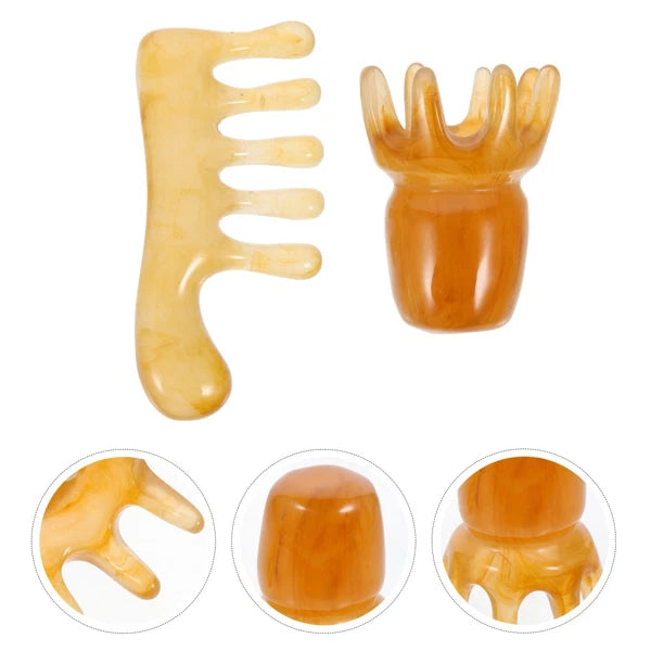 2 Pcs Comb Man Head Scalp Scratcher Resin Massager