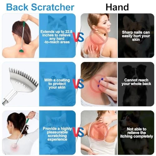 3 Pack Different Back Scratcher Metal Portable Telescoping Back Green
