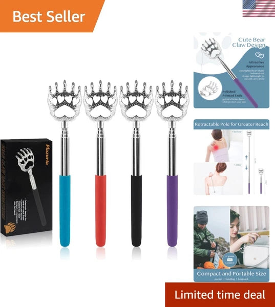 4-Pack Telescopic Bear Claw Back Scratchers - Stress Relief for All Body Parts