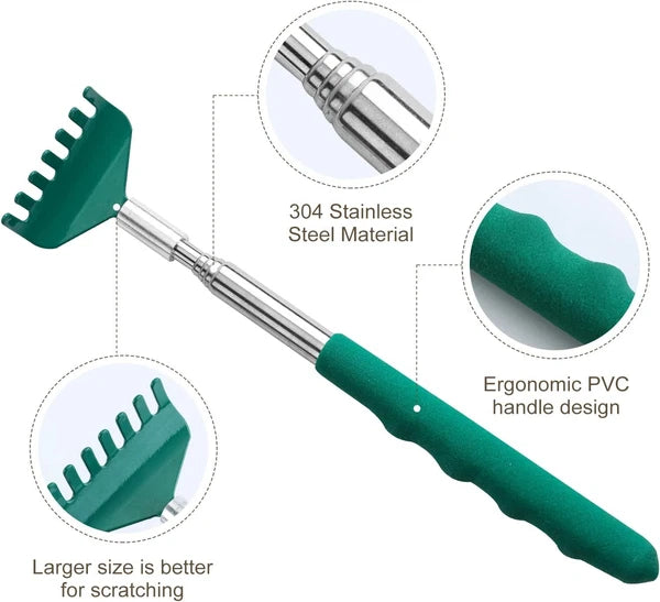 3 Pack Extendable Back Scratcher, Stainless Steel Portable Telescoping Back...