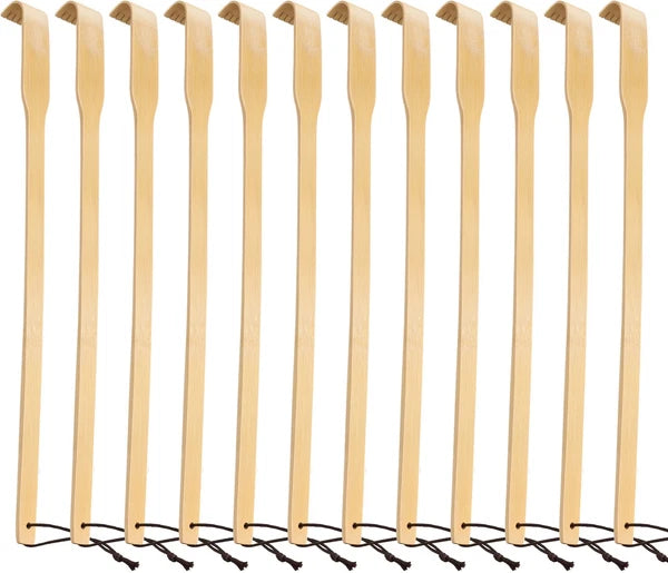 12Pack Natural Bamboo Back Scratchers Wooden Body Massager for Adult Itch Relief