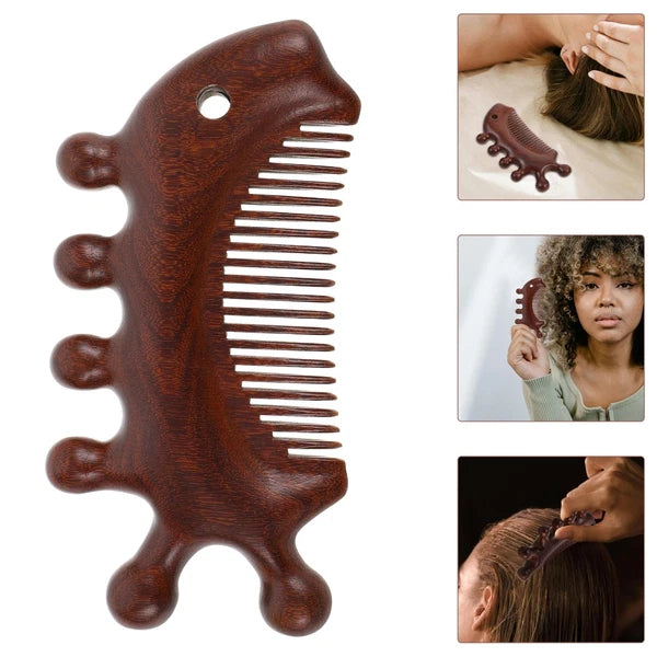 Men and Women Travel Guasha Massage Head Scratcher Massager Sandalwood Comb