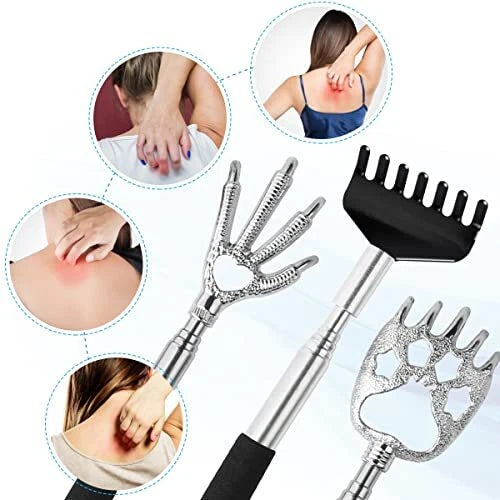 3 Pack Back Scratcher with Rubber Handles, Extendable, for unisex Kids Adults