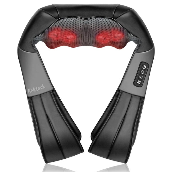 Nekteck Shiatsu Neck Massager with Heat 8 Kneading Nodes Portable Relaxation