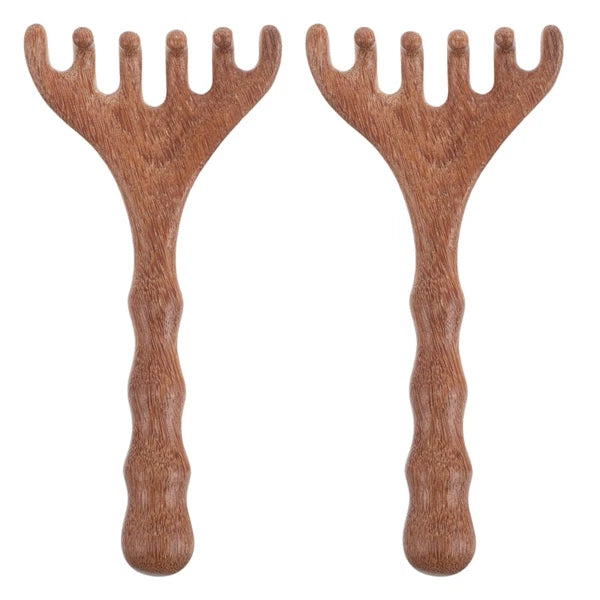 2 Pcs Sandalwood Massager Wooden Head Scratcher Tool Hair Scalp Comb