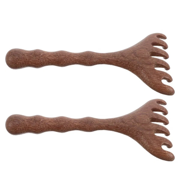 2 Pcs Sandalwood Massager Wooden Head Scratcher Tool Hair Scalp Comb