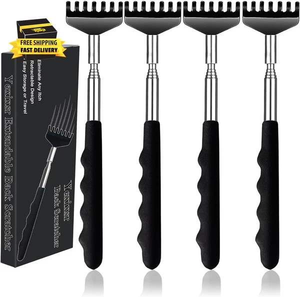 4 Pack Back Scratcher Extendable Metal Portable Back Scratcher for Men Women Adu