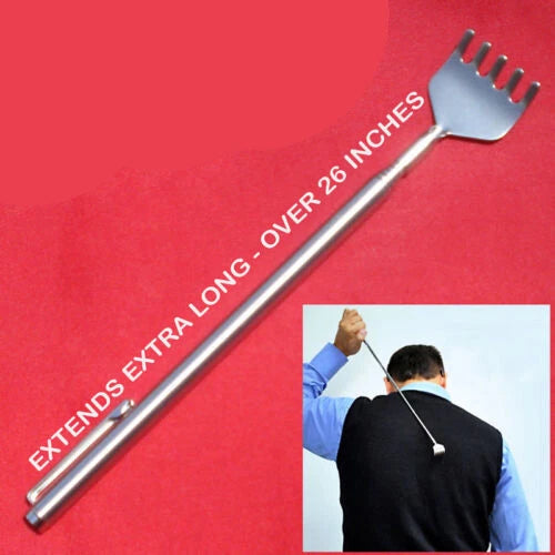 Extra Long Telescoping / Telescopic Metal Back Scratcher with Pen Clip (2 Pack)