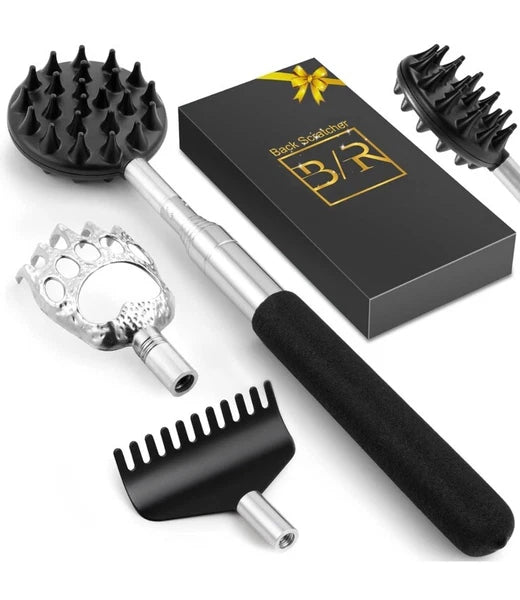 Telescoping Back Scratcher with 3Pcs Detachable Scratching Heads