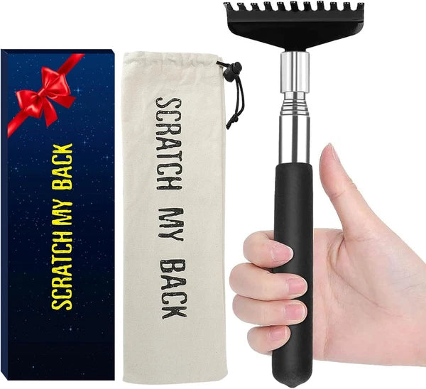 Oversized Portable Extendable Back Scratcher, Upgraded Metal Stainless Black